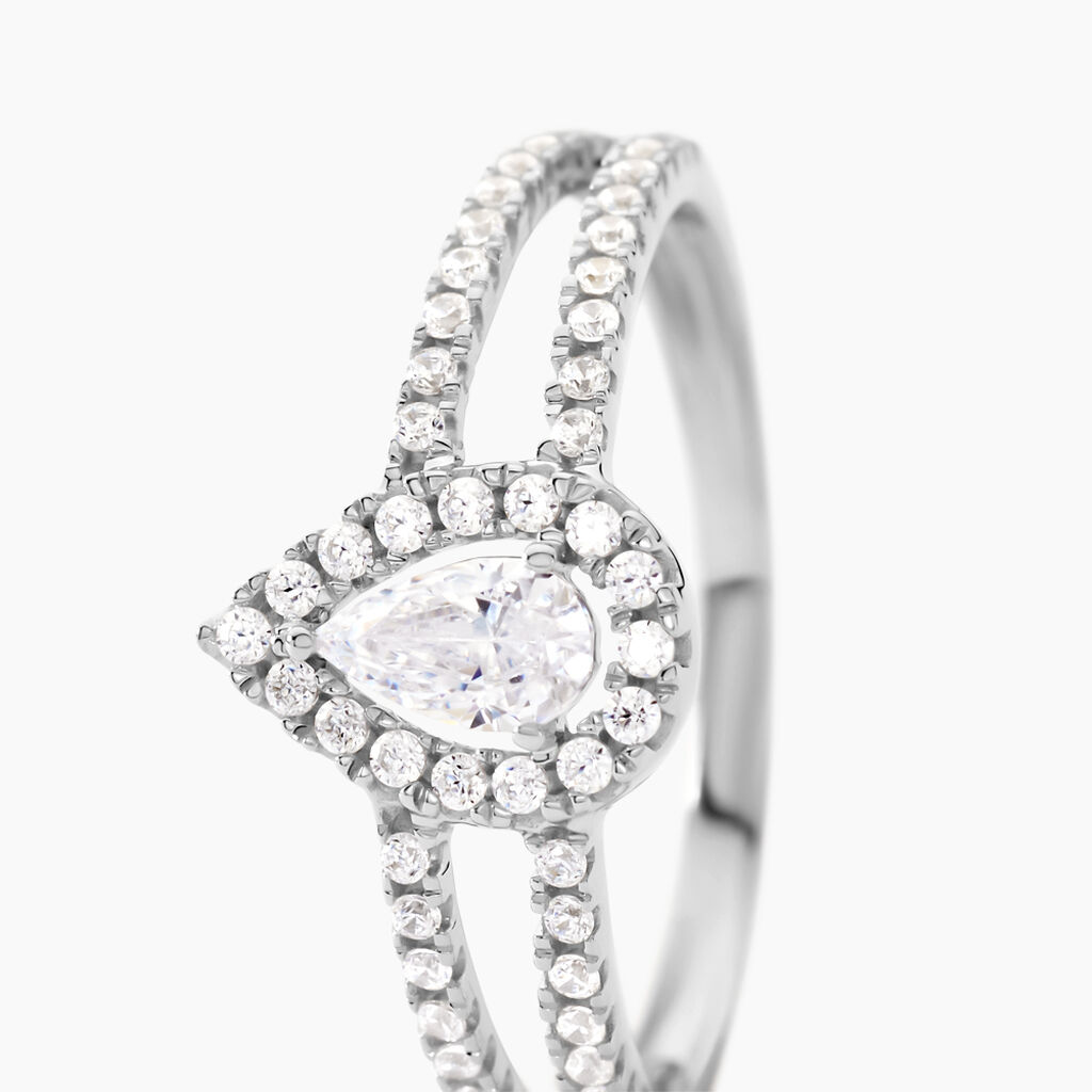 Bague Hildana Or Blanc Oxyde De Zirconium - Bagues Solitaire Femme | Marc Orian