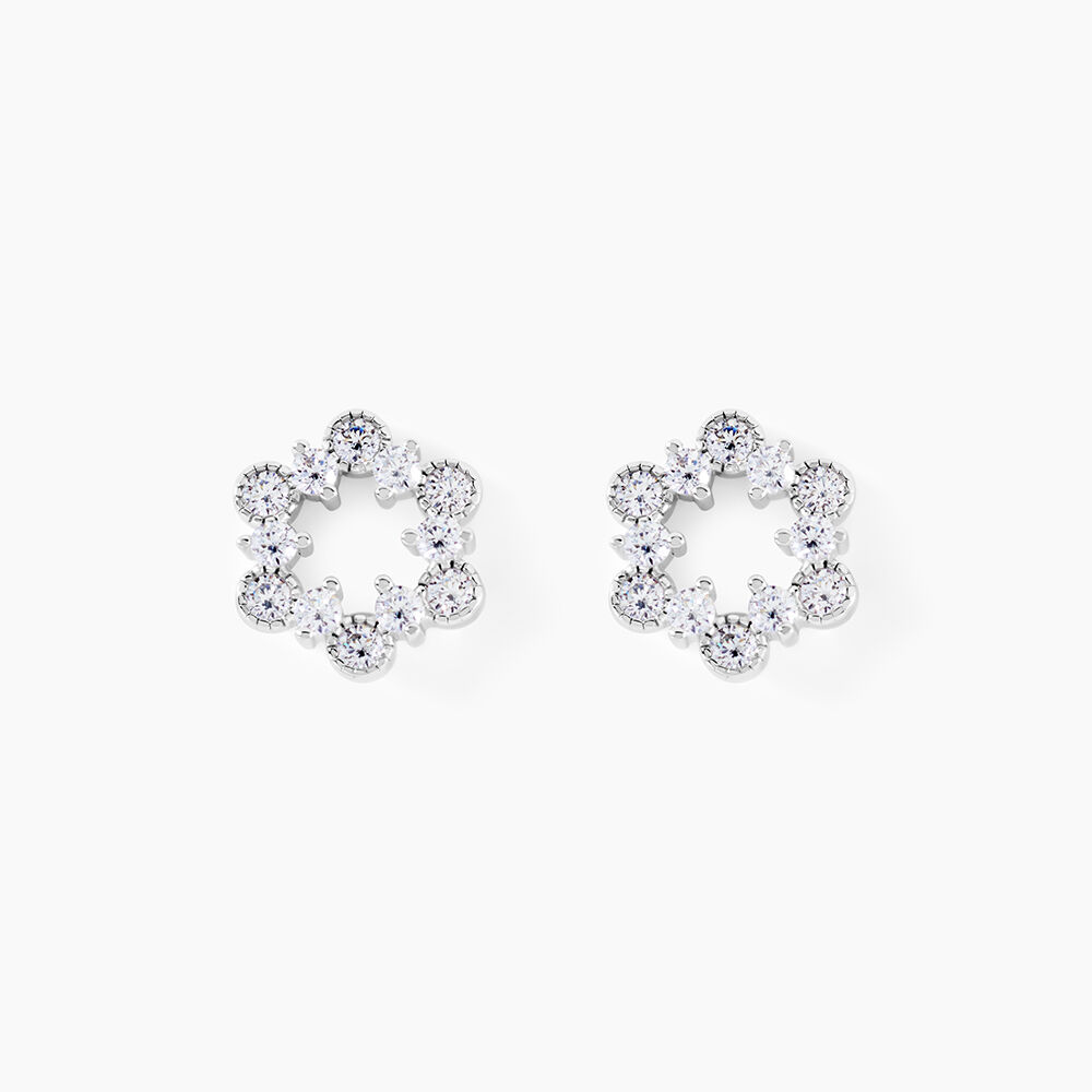 Boucles D'Oreilles Puces Sibylline Argent Blanc Oxyde De Zirconium - Puces Femme | Marc Orian