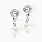 Boucles D'oreilles Pendantes Gaetane Argent Blanc Perle Oxyde - Pendantes Femme | Marc Orian