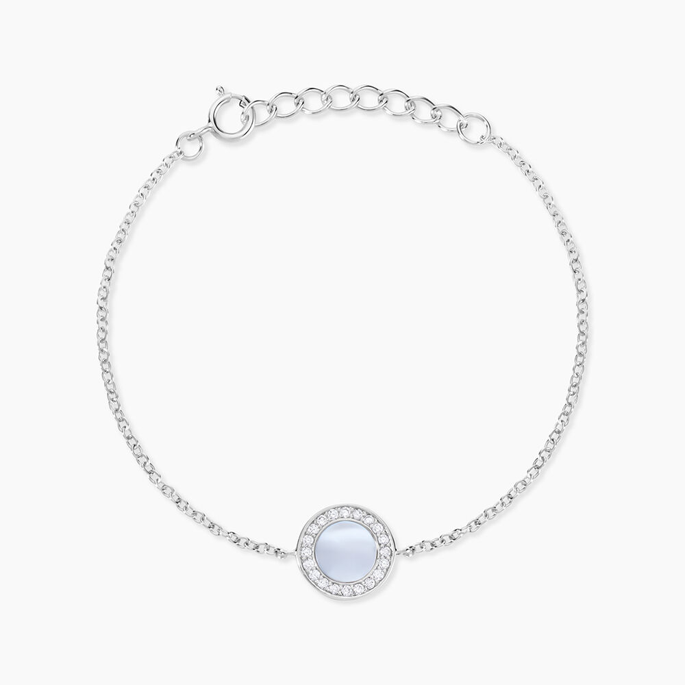 Bracelet Nawala Argent Blanc Oxyde De Zirconium Et Nacre - Bracelets Medailles Femme | Marc Orian