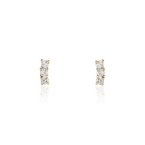 Boucles D'oreilles Puces Plaqué Or Jaune Alodia Oxydes De Zirconium - Puces Femme | Marc Orian