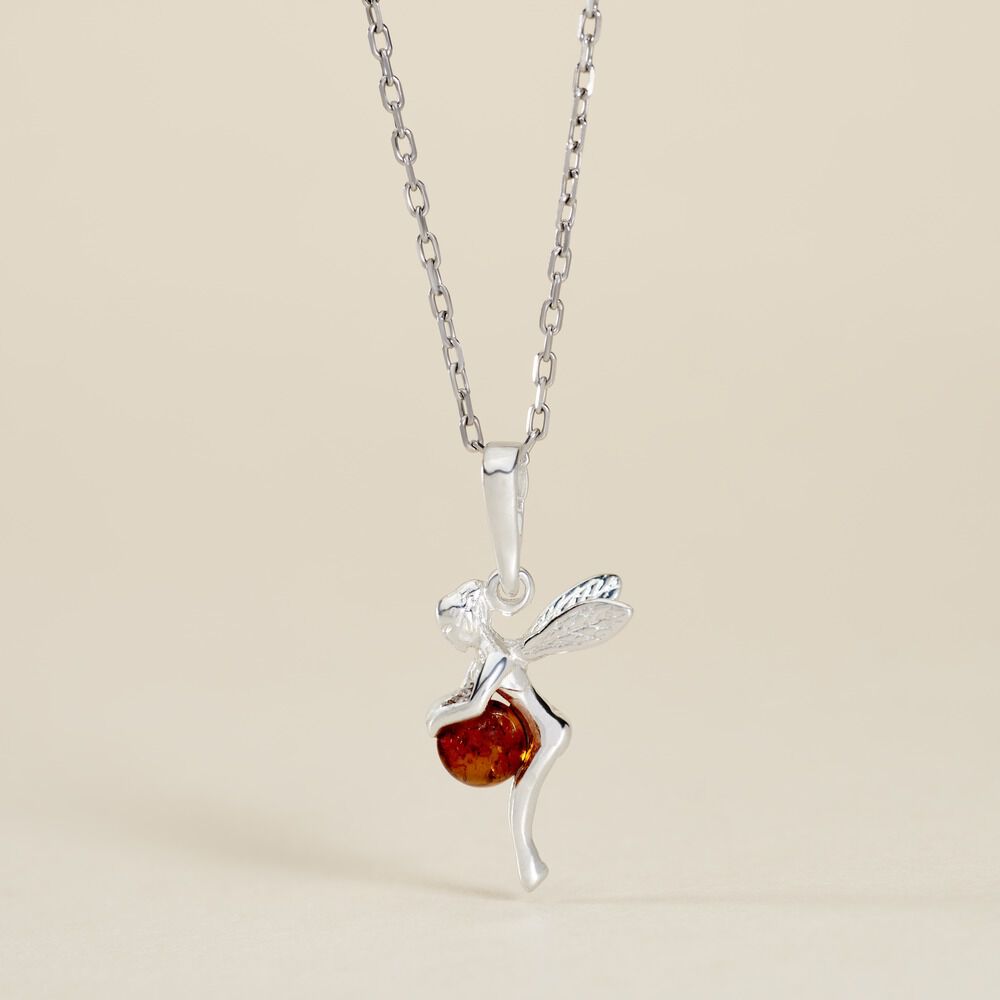 Pendentif Argent Blanc Abellia Ambre - Bijoux fantaisie Femme | Marc Orian
