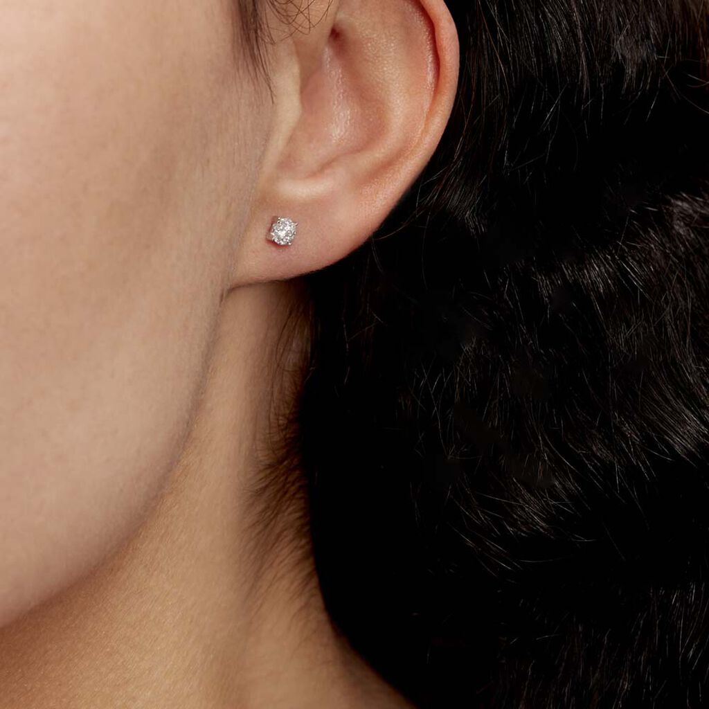 Boucles D'oreilles Puces Artemis Or Blanc Diamant - Clous d'oreilles Femme | Marc Orian