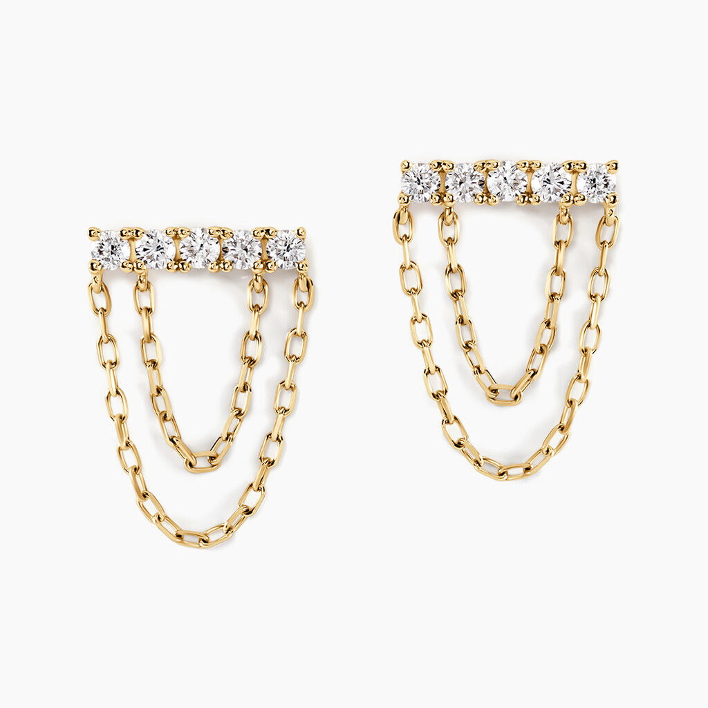 Boucles D'oreilles Pendantes Rowanne Or Jaune Diamant Synthétique - Pendantes Femme | Marc Orian