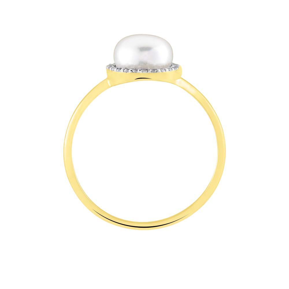 Bague Or Jaune Sibell Perle De Culture Et Oxydes De Zirconium - Bagues de promesse Femme | Marc Orian
