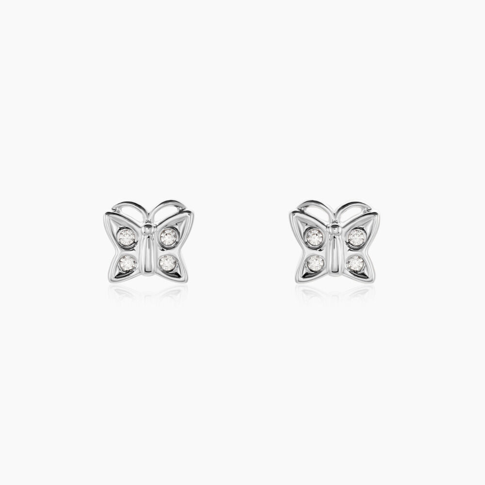 Boucles D'oreilles Puces Farasha Argent Blanc Oxyde De Zirconium - Puces Femme | Marc Orian