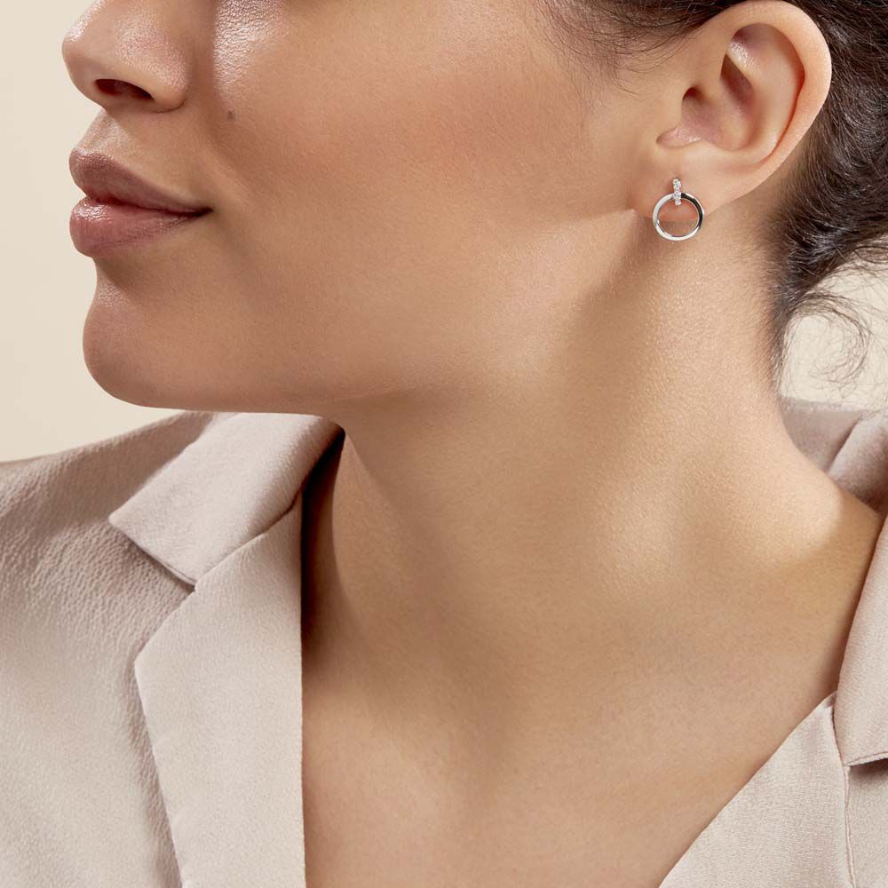 Boucles D'oreilles Puces Melissande Or Blanc Diamant -  Femme | Marc Orian