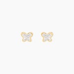 Boucles D'oreilles Puces Or Jaune Cercis Strass - Puces Famille | Marc Orian