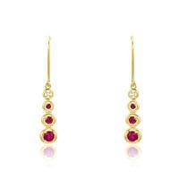 Boucles D'oreilles Pendantes Josephine Or Jaune Rubis