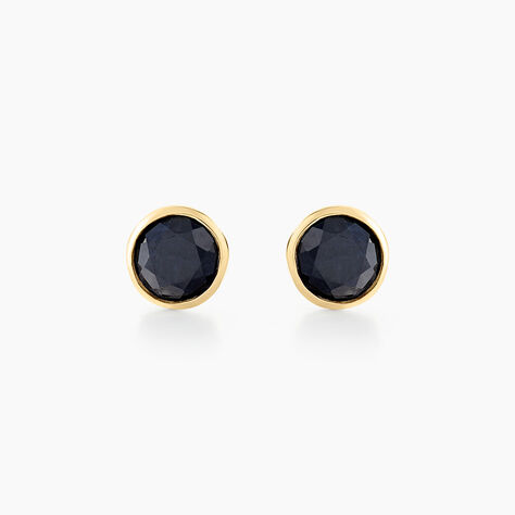 Boucles D'oreilles Puces Edy Serti Clos Or Jaune Saphir - Puces Femme | Marc Orian