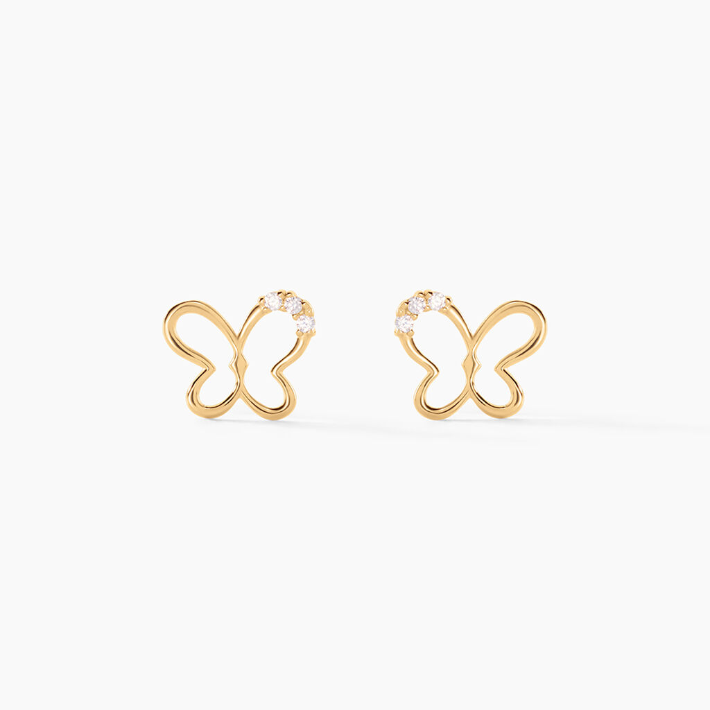 Boucles D'oreilles Puces Camomille Or Jaune Oxyde De Zirconium - Puces Enfant | Marc Orian