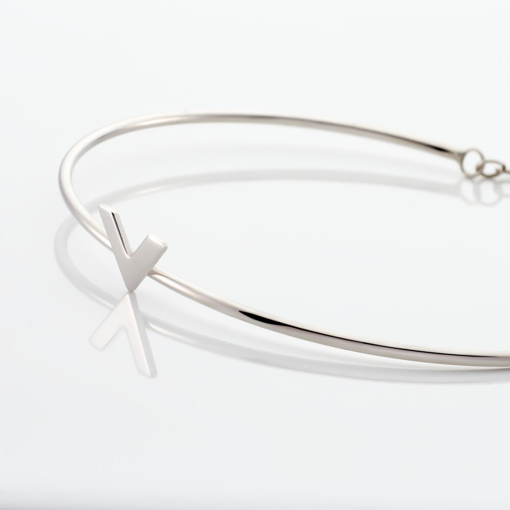 Jonc Argent Blanc  Veroniica - Bracelets joncs Femme | Marc Orian