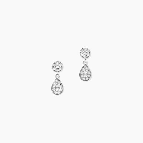 Boucles D'oreilles Pendantes Aletha Argent Blanc Oxyde De Zirconium - Pendantes Femme | Marc Orian