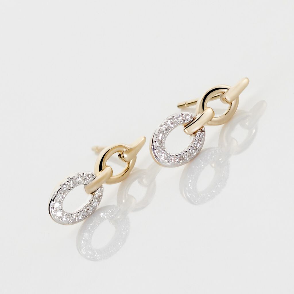 Boucles D'oreilles Pendantes Margane Or Jaune Diamant - Boucles d'oreilles pierres précieuses Femme | Marc Orian