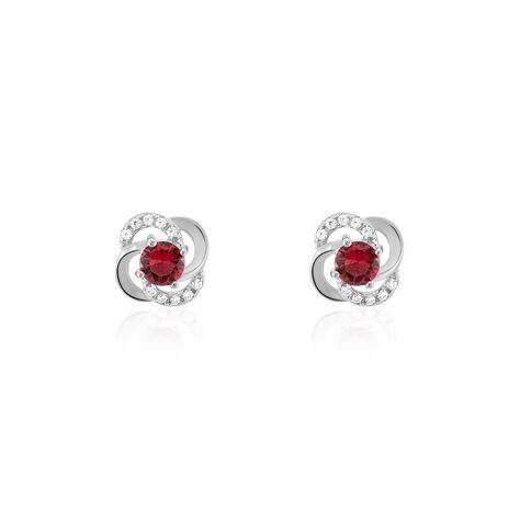 Boucles D'oreilles Puces Argent Blanc Clover Verre Oxydes De Zirconium - Puces Femme | Marc Orian