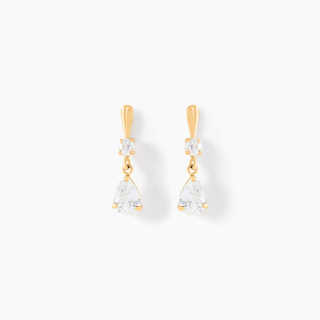 Boucles D'oreilles Pendantes Ernst Goutte Or Jaune Oxyde De Zirconium - Pendantes Femme | Marc Orian