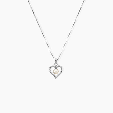 Collier Ainhoa Maille For&ccedil;at Argent Blanc Perle De Culture - Colliers avec pierres Femme | Marc Orian