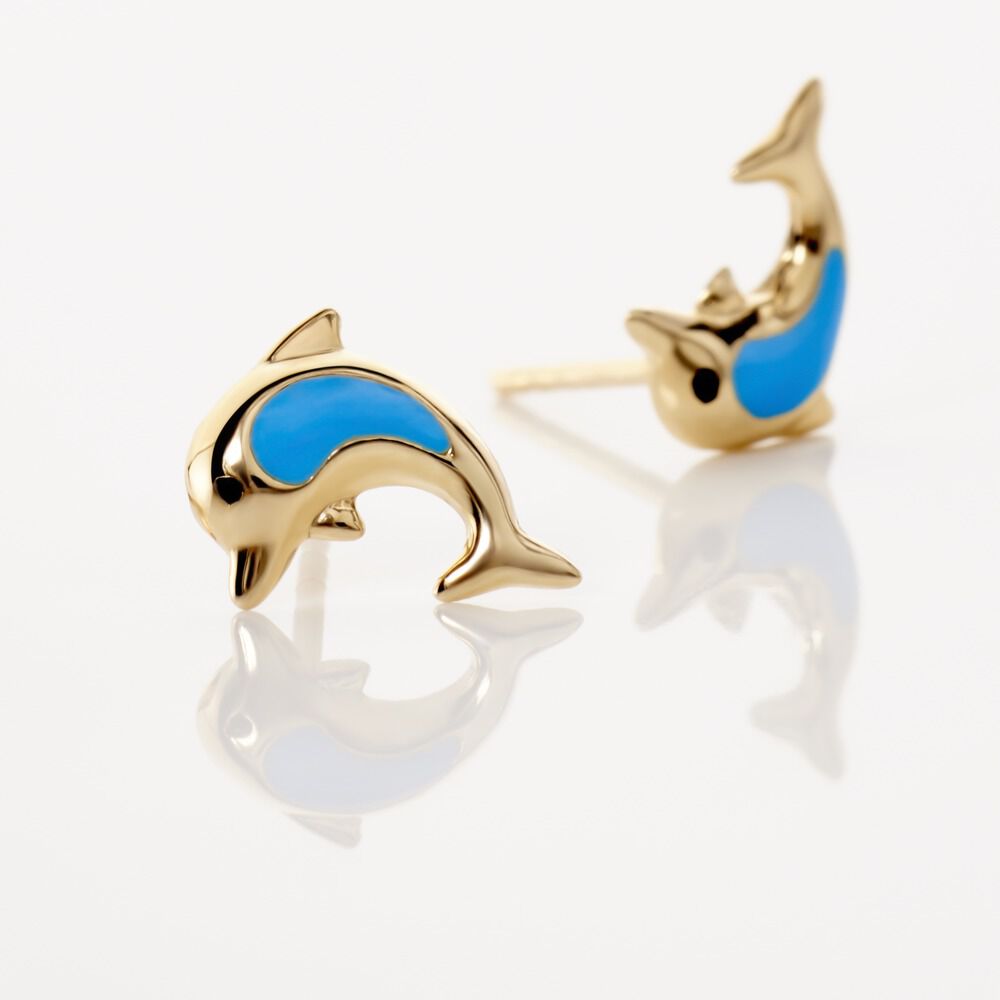 Boucles D'oreilles Puces Mael Dauphin Or Jaune - Puces Enfant | Marc Orian