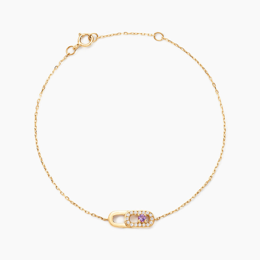 Bracelet Deonne Or Jaune Am&eacute;thyste Oxyde De Zirconium - Bracelets cha&icirc;nes Femme | Marc Orian