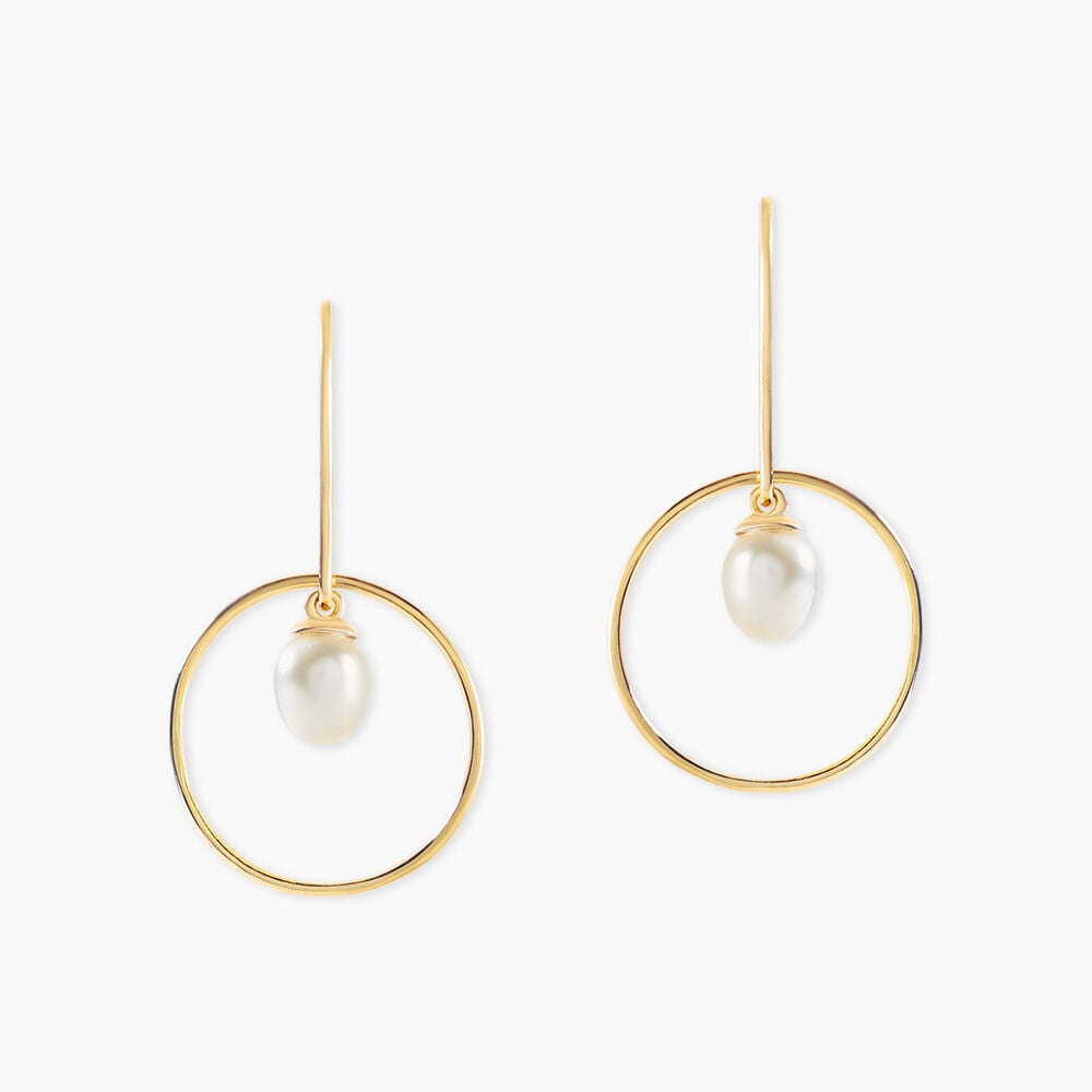 Boucles D'Oreilles Pendantes Salvine Argent Dor&eacute; A L'Or 750/1000 Perle De Culture - Pendantes Femme | Marc Orian