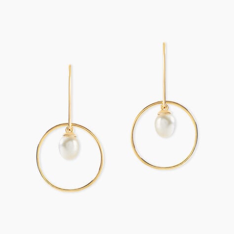 Boucles D'Oreilles Pendantes Salvine Argent Dor&eacute; A L'Or 750/1000 Perle De Culture - Pendantes Femme | Marc Orian