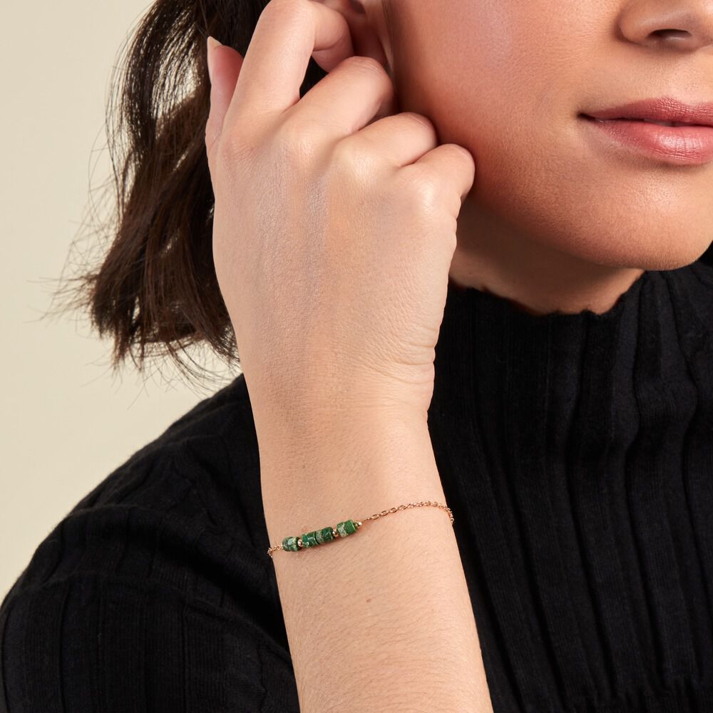 Bracelet Odalis Plaque Or Jaune Jaspe Africain - Bracelets chaînes Femme | Marc Orian