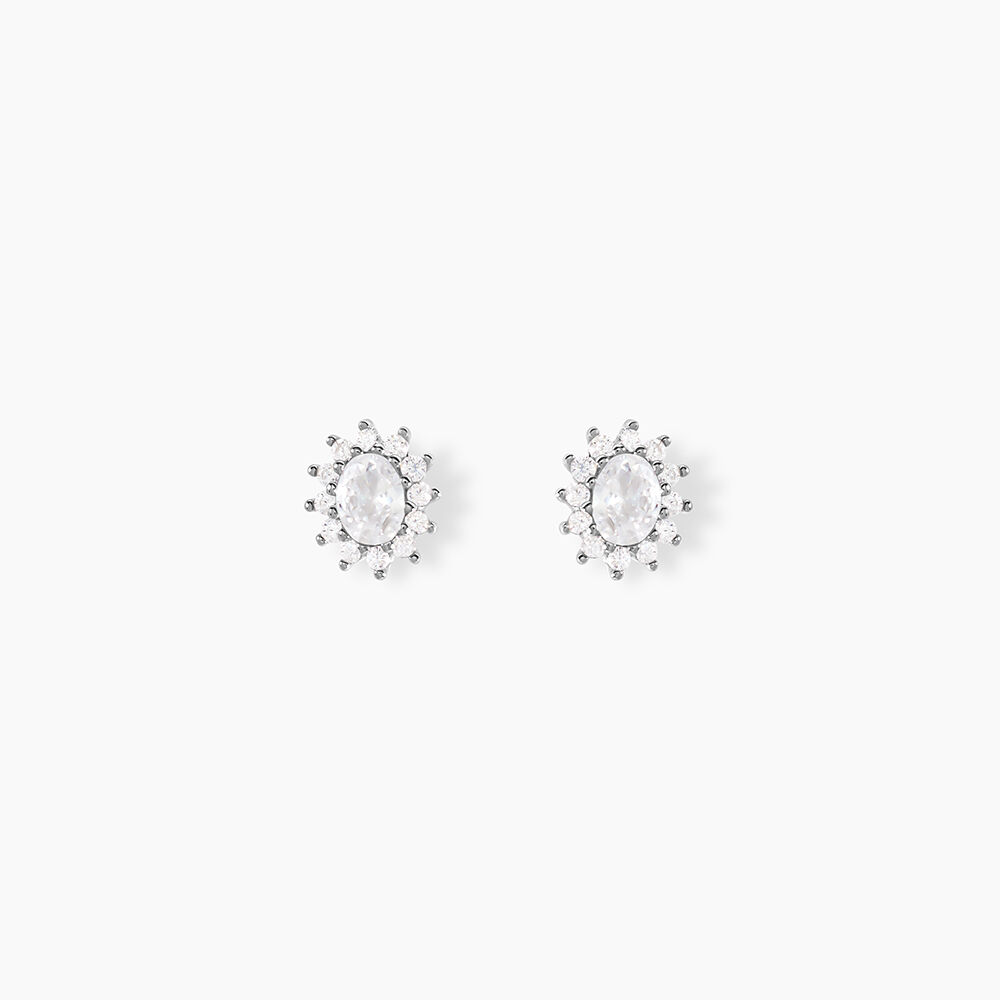Boucles D'oreilles Puces Oliviane Argent Blanc Oxyde De Zirconium - Puces Femme | Marc Orian