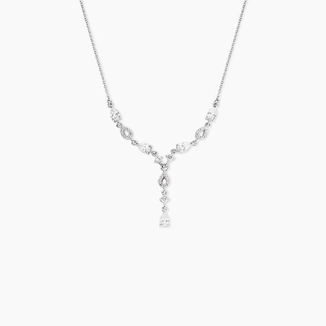 Collier Cravate Argent Blanc Benedito Oxydes De Zirconium - Colliers avec pierres Femme | Marc Orian