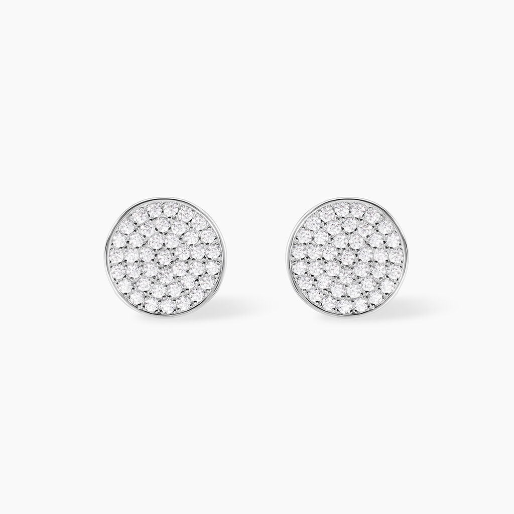 Boucles D'oreilles Puces Darwin Argent Blanc Oxyde - Puces Femme | Marc Orian