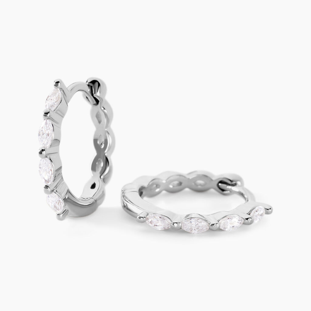 Cr&eacute;oles Servane Argent Blanc Oxyde De Zirconium - Cr&eacute;oles Femme | Marc Orian