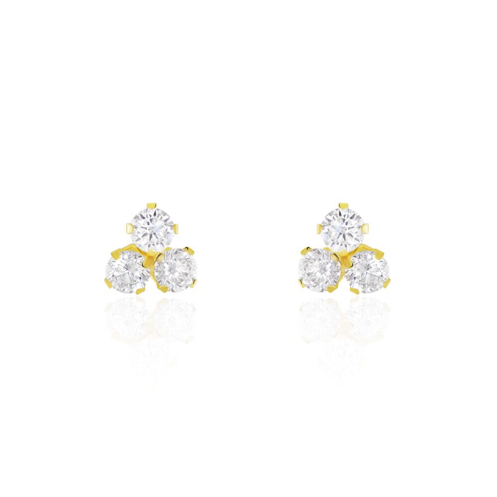 Boucles D'oreilles Puces Or Jaune Oxydes De Zirconium - Puces Femme | Marc Orian