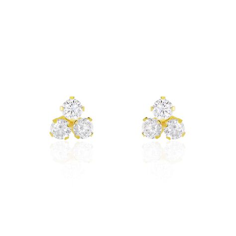 Boucles D'oreilles Puces Or Jaune Oxydes De Zirconium - Puces Femme | Marc Orian