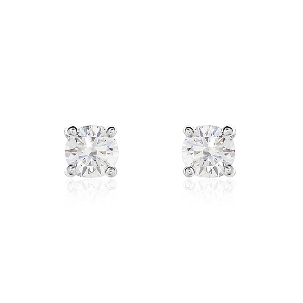 Boucles D'oreilles Puces Or Blanc Victoria Diamant - Puces Femme | Marc Orian