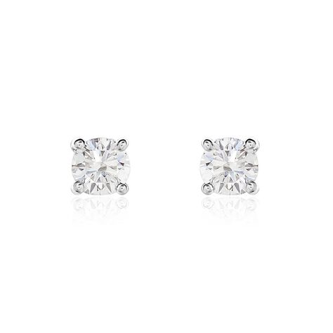 Boucles D'oreilles Puces Or Blanc Victoria Diamant - Puces Femme | Marc Orian