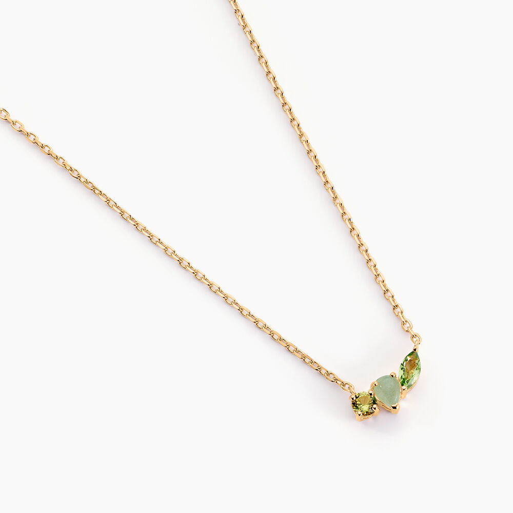 Collier Jasmee Plaque Or Jaune Aventurine Oxyde De Zirconium - Colliers avec pierres Femme | Marc Orian