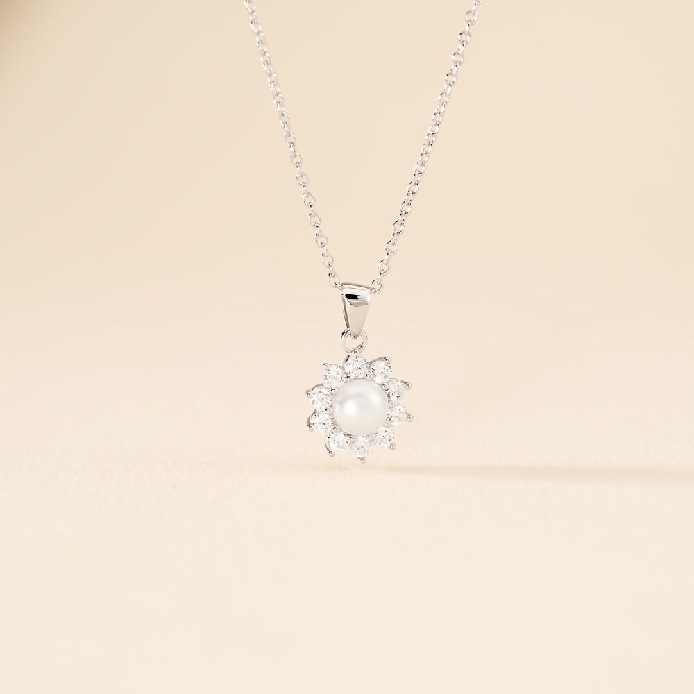 Collier Argent Blanc Cheri Perle De Culture Oxydes De Zirconium - Colliers avec pierres Femme | Marc Orian