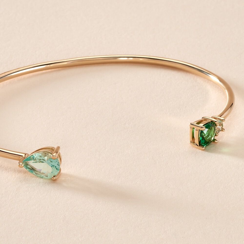 Bracelet Jonc Huffie Plaqué Or Jaune Pierre D'imitation - Bracelets joncs Femme | Marc Orian