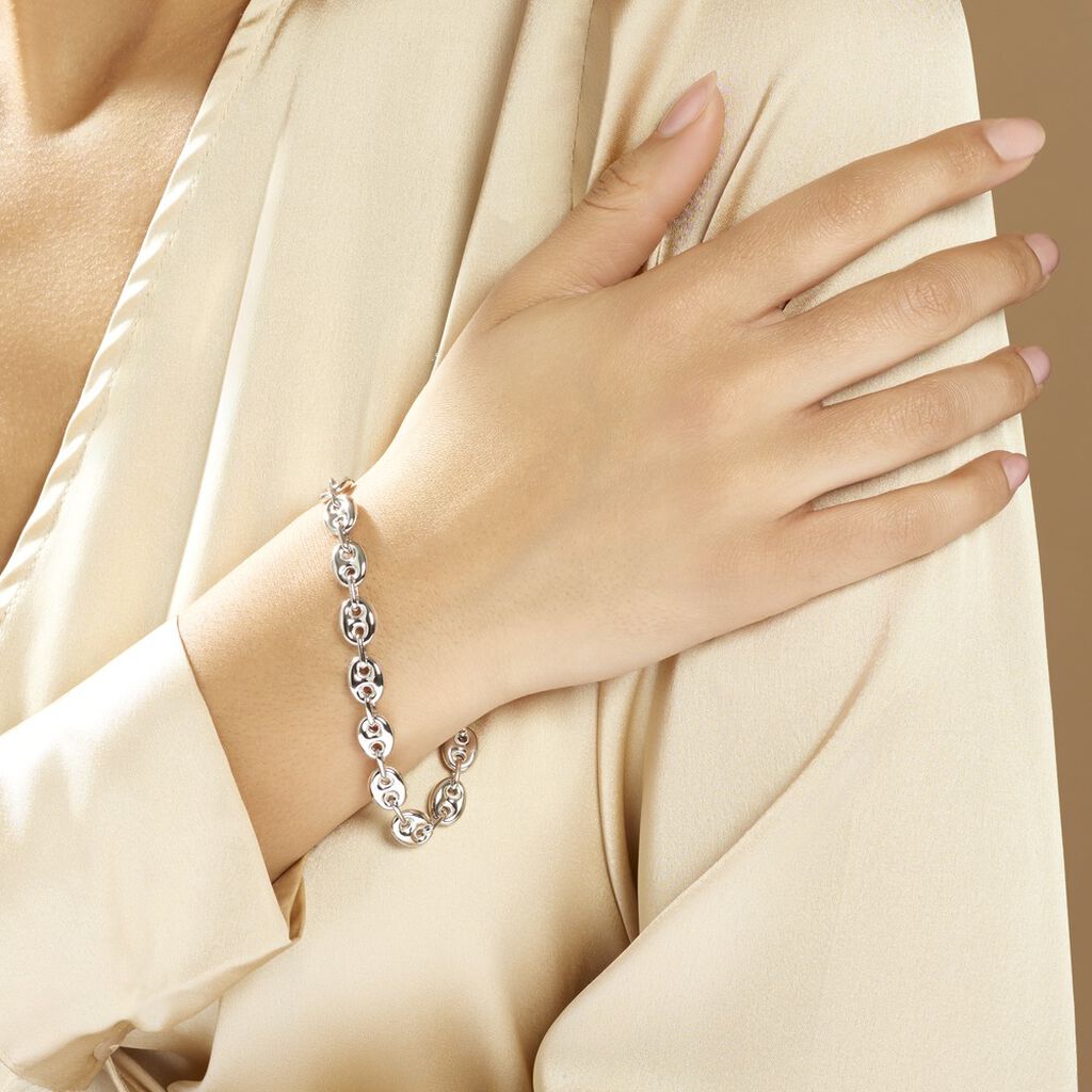 Bracelet Carrus Maille Grain De Cafe Argent Blanc - Bracelets mailles Femme | Marc Orian