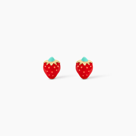 Boucles D'oreilles Puces Elizabetae Fraise Or Jaune - Puces Enfant | Marc Orian