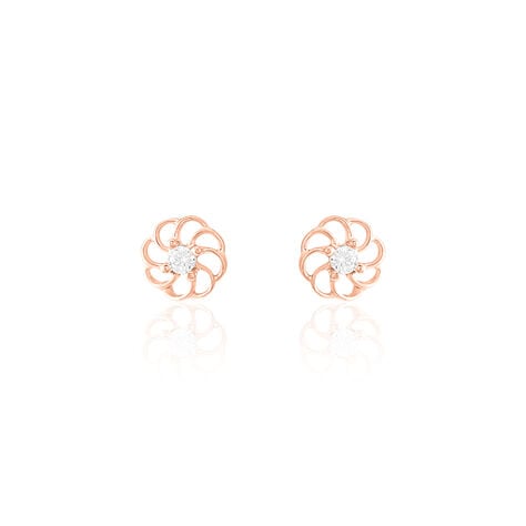 Boucles D'oreilles Puces Eleanor Fleur Or Rose Oxyde De Zirconium - Puces Femme | Marc Orian
