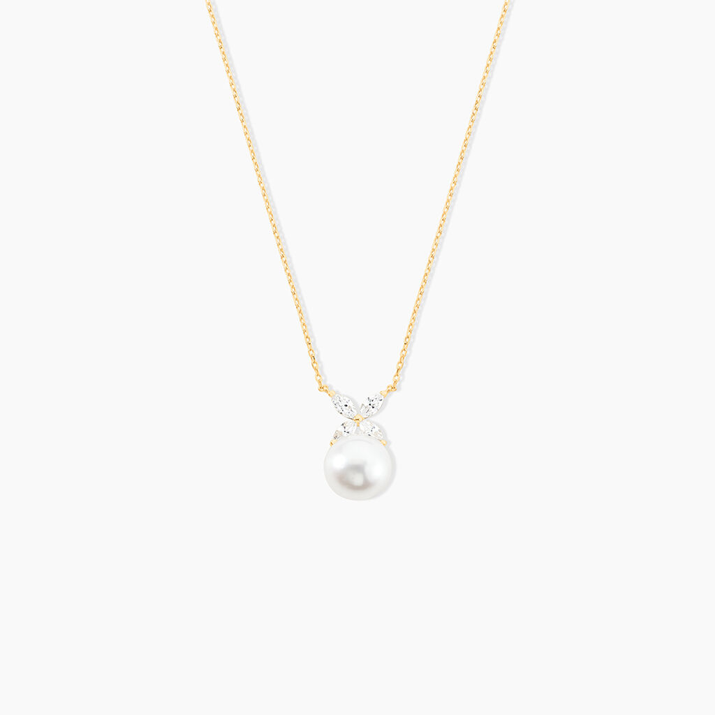 Collier Norah Or Jaune Perle De Culture Et Oxyde De Zirconium - Colliers avec pierres Femme | Marc Orian