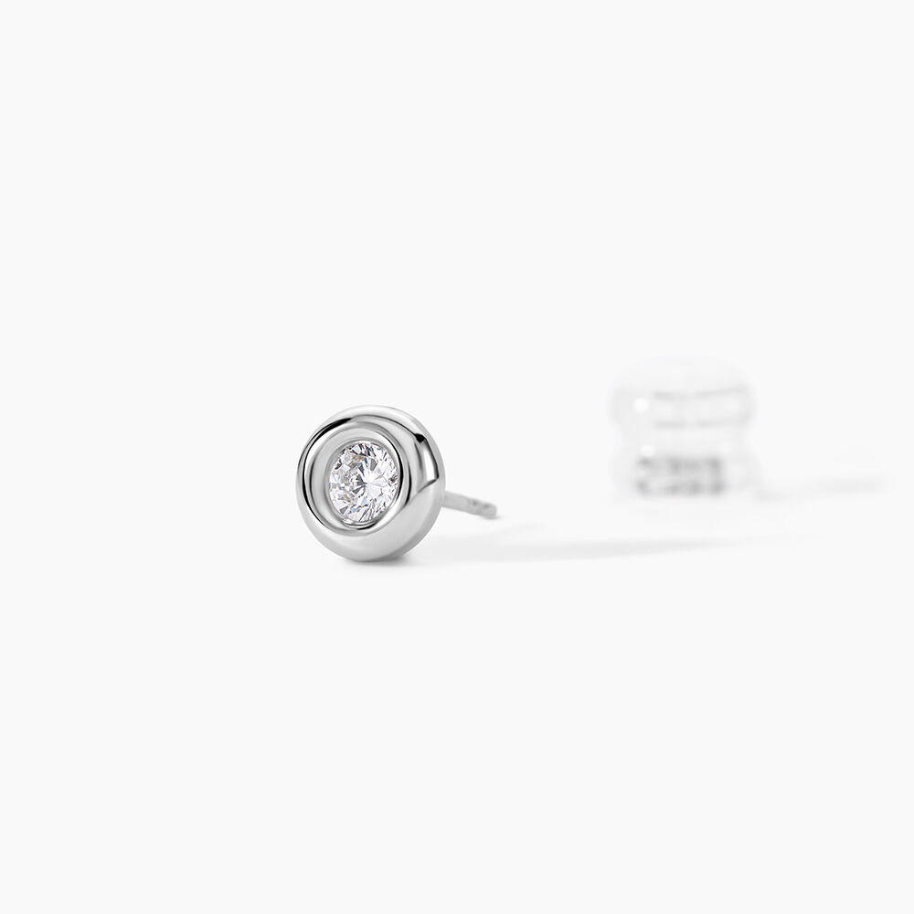 Boucles D'oreilles Puces Eden Serti Pneu Or Blanc Oxyde De Zirconium - Puces Femme | Marc Orian