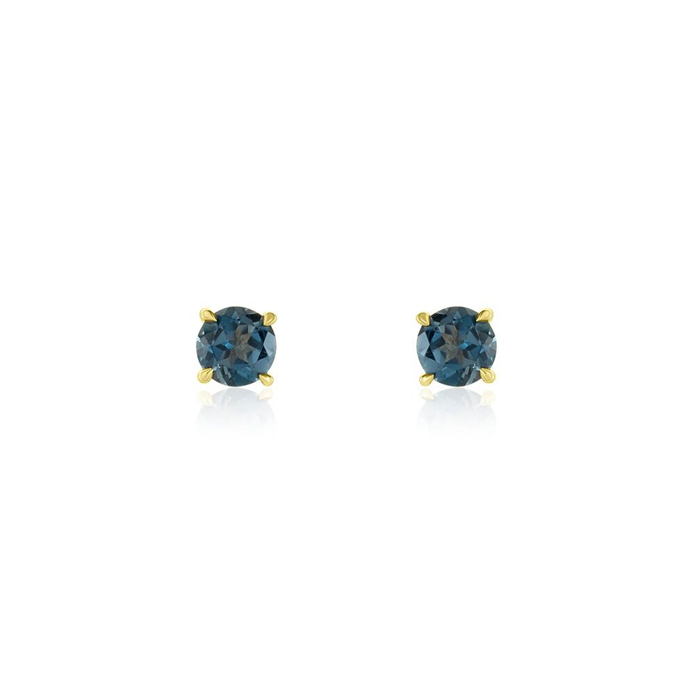 Boucles D'oreilles Puces Elea Or Jaune Topaze Bleu London - Puces Femme | Marc Orian