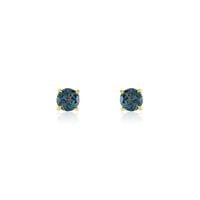 Boucles D'oreilles Puces Elea Or Jaune Topaze Bleu London