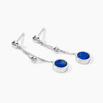 Boucles D'oreilles Pendantes Franzine Argent Blanc Lapis Lazulis - Boucles d'oreilles pampille Femme | Marc Orian