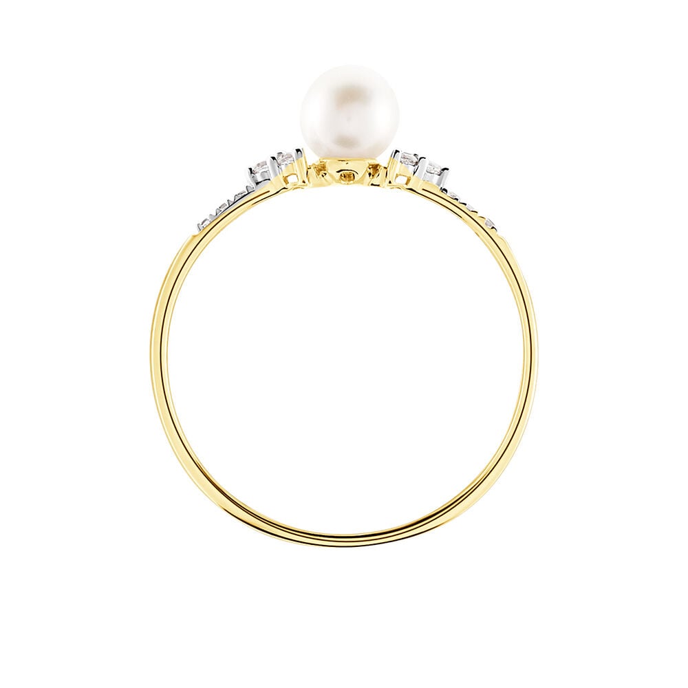 Bague Lonny Or Jaune Perle De Culture Et Oxyde De Zirconium - Parures de mariage Femme | Marc Orian