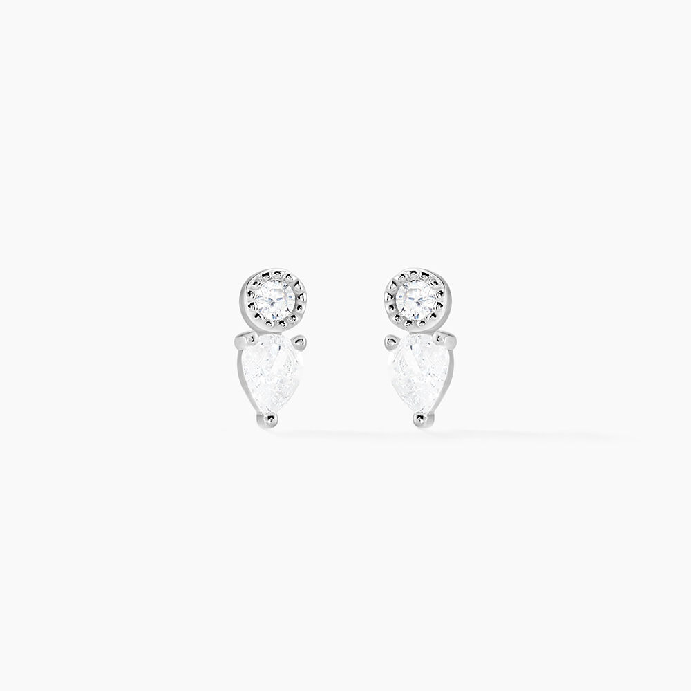 Boucles D'oreilles Puces Argent Blanc Delya Oxyde De Zirconium - Puces Femme | Marc Orian