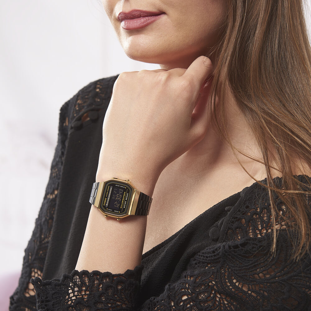 Montre casio femme noir et or shop
