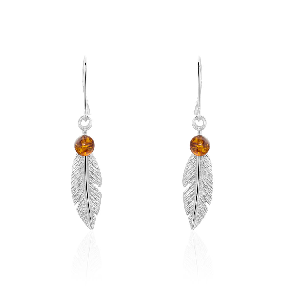 Boucles D'oreilles Pendantes Argent Blanc Adriane Ambres - Boucles d'oreilles pampille Femme | Marc Orian