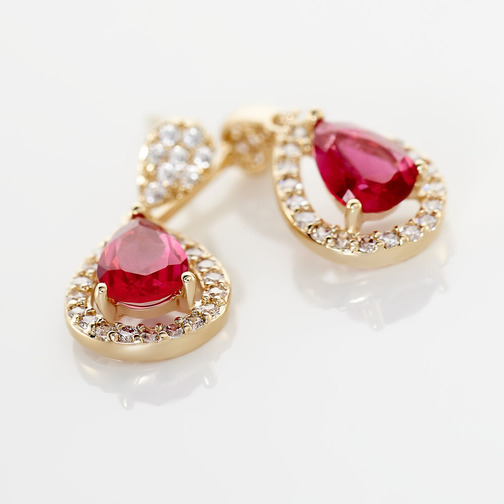 Boucles D'oreilles Pendantes Brigita Plaqu&eacute; Or Pierre Et Oxyde - Pendantes Femme | Marc Orian